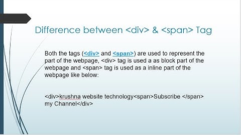Difference between div & span HTML in Hindi  By :Krushna website Technology