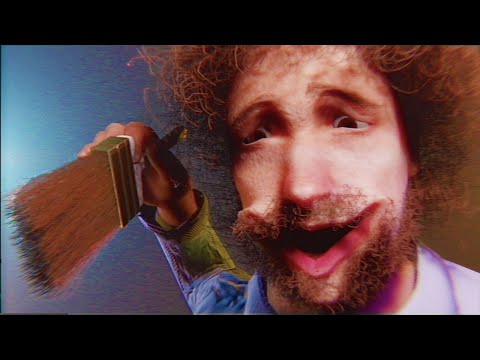 bob ross makes a tiny mistake and then loses it