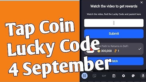 Tap Coin Lucky Code today 4 September | Lucky Code today tap Coin #luckycode #tapcoins
