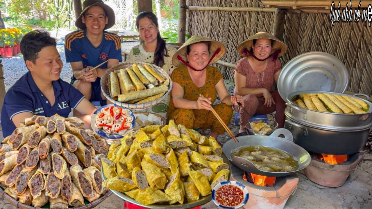 Bún Chả Đậu Hủ Cuộn Thịt Chiên Giòn, Nấm Mèo | Món Ngon Mẹ Làm Nơi Quê Nhà ||Mom's Delicious Food