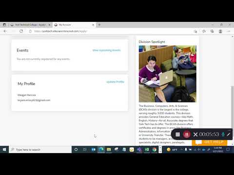 Creating an Account at York Technical College