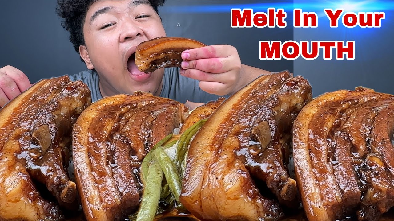 MELT IN YOUR MOUTH PORK BELLY ASADO/BRAISED PORK BELLY! PINOY MUKBANG WITH JUST LAFAM!