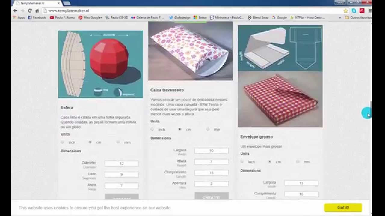 Como baixar uma caixa do site Template Maker e cortar no
