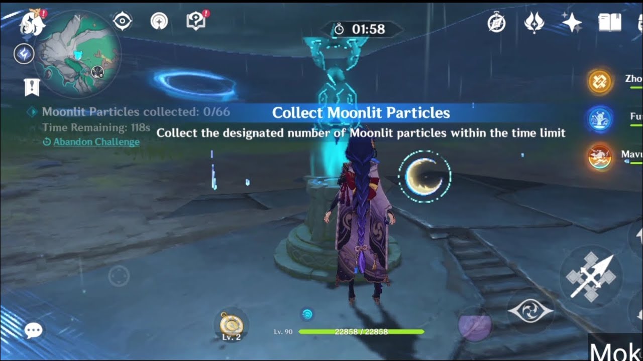 Genshin Impact 6.0 - Collect 66 Moonlit Particles in 2 Minutes Challenge