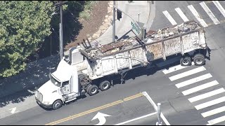 Watch: Scene of disabled semi truck in San Jose causing power outage, blocked roads