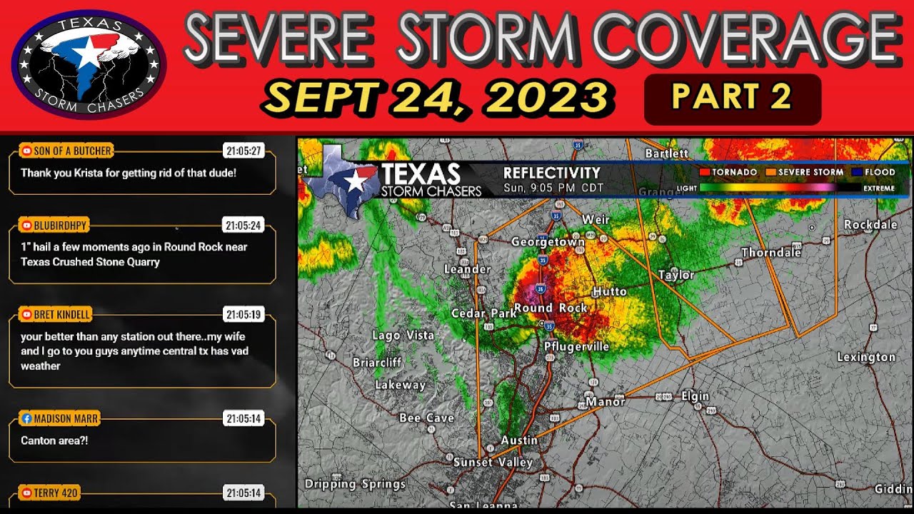 Sept 24, 2023 LIVE Texas Severe Storm Coverage (Round Rock) {D} - YouTube