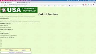 USACO Training Ordered Fractions