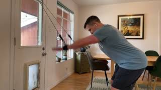 Straight arm band pulldown with wrist cuffs
