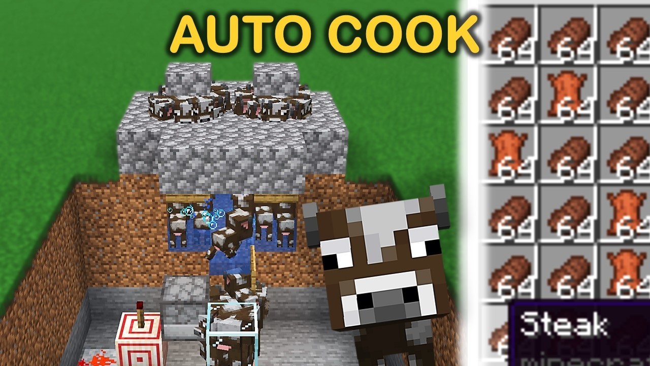 I Made the EASIEST Auto-Cooking Cow Farm || Minecraft 1.21.11 Tutorial ...
