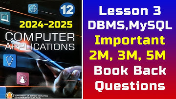 12th computer applications Lesson 3 database 2023-2024 Important Questions Book back