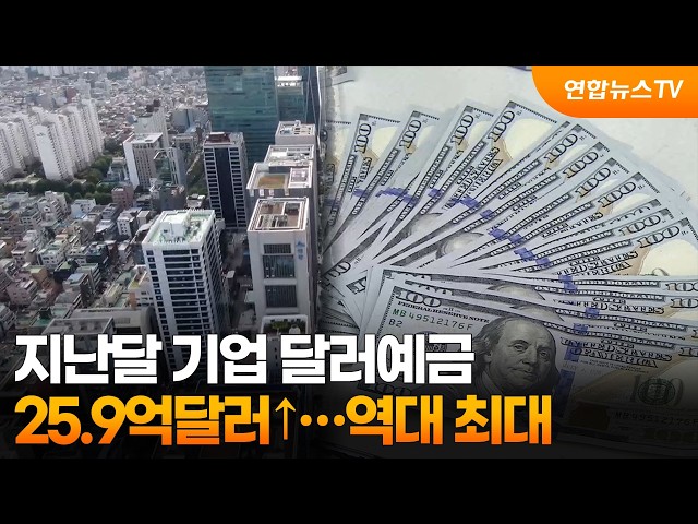 지난달 기업 달러예금 25.9억달러↑…역대 최대 / 연합뉴스TV (YonhapnewsTV)