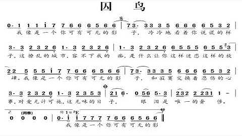 囚鸟/囚鳥 D调伴奏 Bird in a cage - instrumental in D