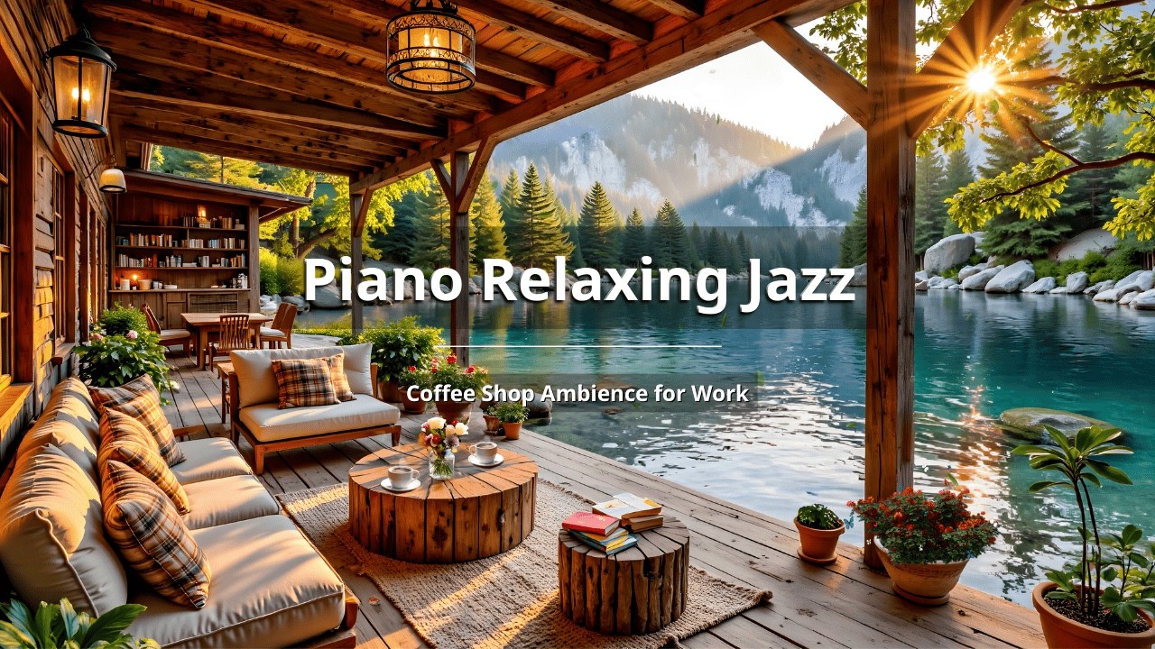 NO ADS | Piano Relaxing Jazz ☕ Cozy Lakeside Coffee Shop Ambience for ...