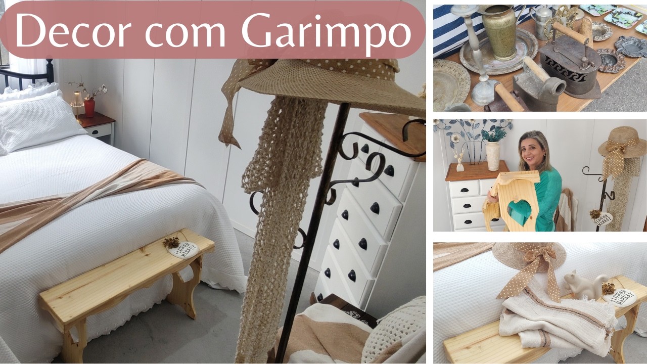 💗Transformando Meu Quarto🛌 DECORAÇÃO COM GARIMPO Único na Feira e lojas 😍 Banco de madeira + Receita