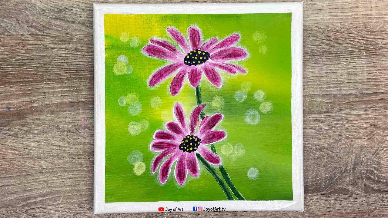 Easy Flowers Acrylic Painting for Beginners Joy of Art YouTube
