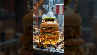 Mini Workers Build a Giant KFC-Style Chicken Burger! 🍔🚧🔥
