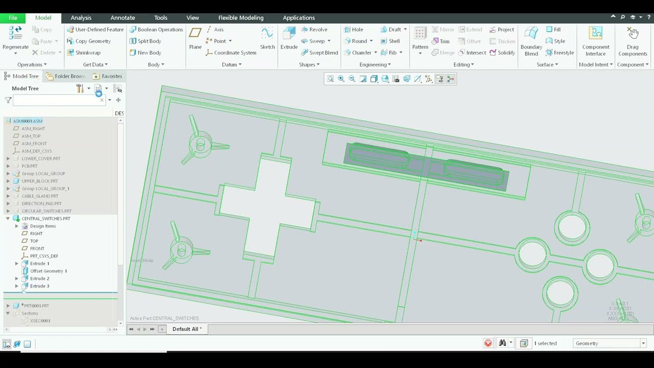 Designing Start/Stop Button in Assembly Context | Creo Parametric Plastic Design Tutorial - Part 29