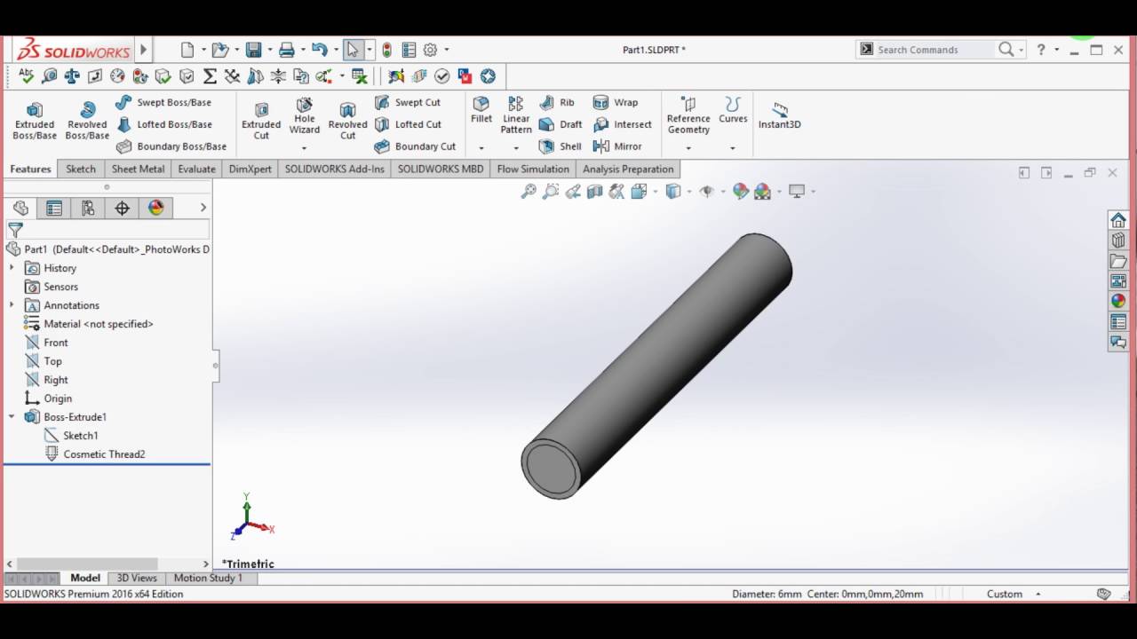 Cosmetic Threads Not Showing In Solidworks