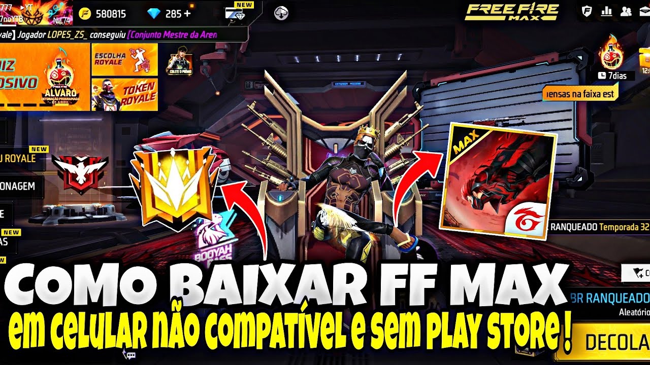 COMO BAIXAR FREE FIRE MAX EM CELULAR NÃO COMPATIVEL EM 2023 EM CELULAR  FRACO ! SAMSUNG E XIAOMI 