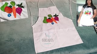 4 Puntadas fantasía Para Bordar Verduras, Frutas etc. ? Mandil Bordado a Mano