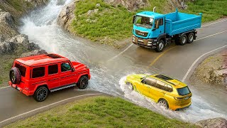 Cars vs Fast Flowing River Challenge #6 in BeamNG Drive! screenshot 3
