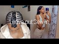 Natural Middle Part TRADITIONAL Sew-in | Very Minimum Leave out | Flat Braiding Pattern + Install
