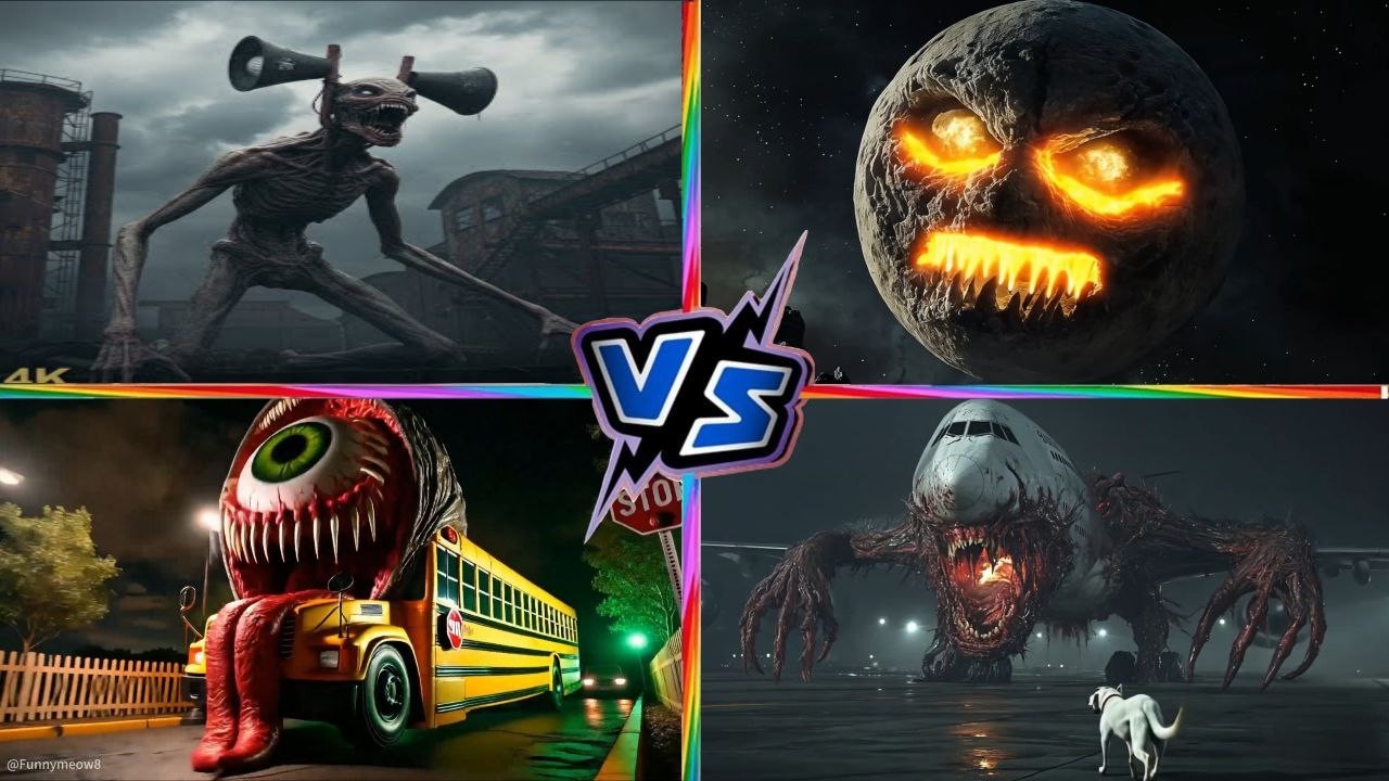 Siren Head 🔊💀 🆚 MOON MONSTER 🌙💀 🆚 SCHOOL BUS MONSTER 🚌💀 🆚 INFECTED SKY ☁️💀 | Tiles Hop Battle