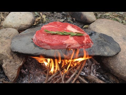 Primitive Survival: Cooking Meat on a Rock