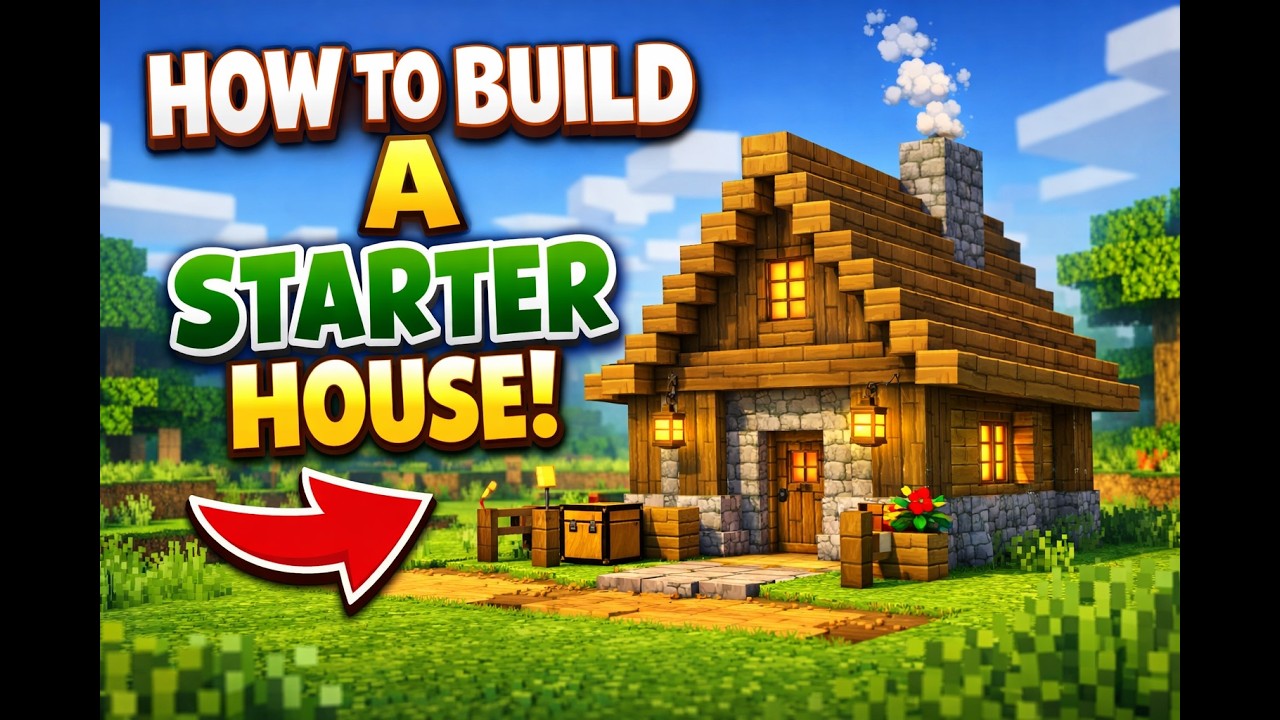 Minecraft Starter House Tutorial 🏠 | Easy creative House Guide - YouTube