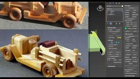 3ds Max modeling tutorial of a wooden fire truck from one image.