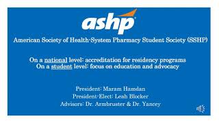 ASHP-SSHP Virtual Resource Fair 2020