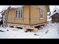 Подъем дома с частичной передвижкой в Архангельске. Винтовой фундамент