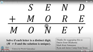 [Math] Solving  SEND + MORE = MONEY 