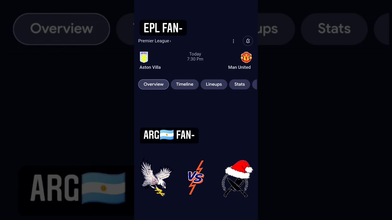 ManU vs Astron Villa ||Argentine Fan