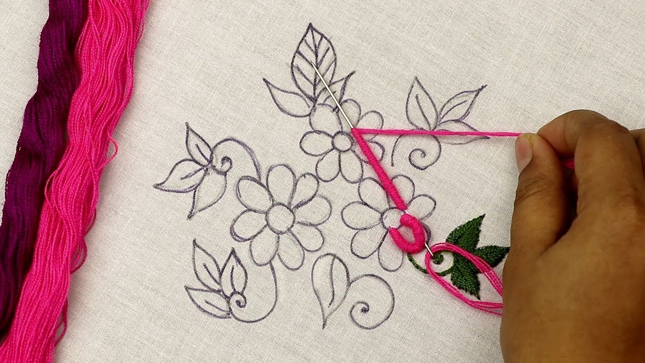 Простая бразильская вышивка цветов для начинающих