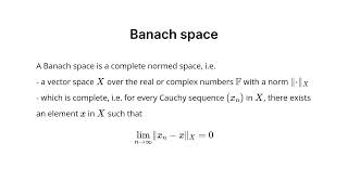 Banach space (Functional Analysis)