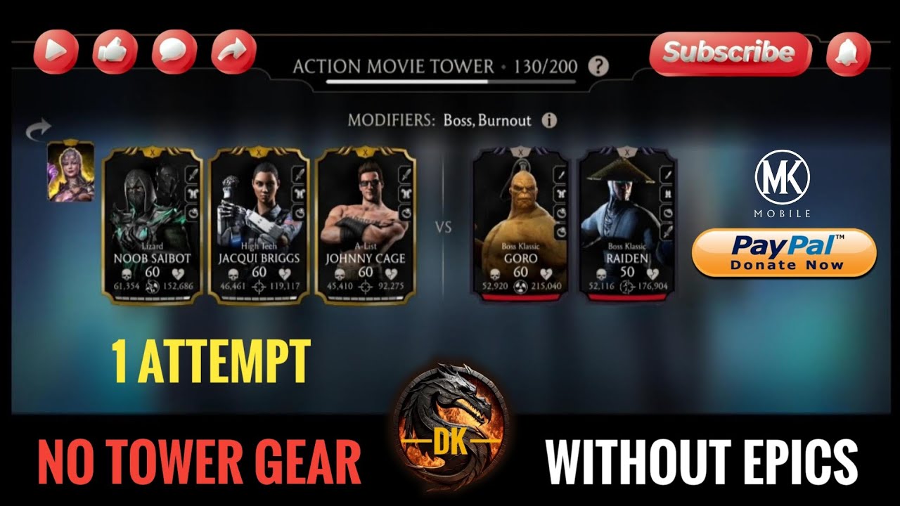 Action Movie Tower 130 & Reward 🎮 Mortal Kombat Mobile▫️MK Mobile 