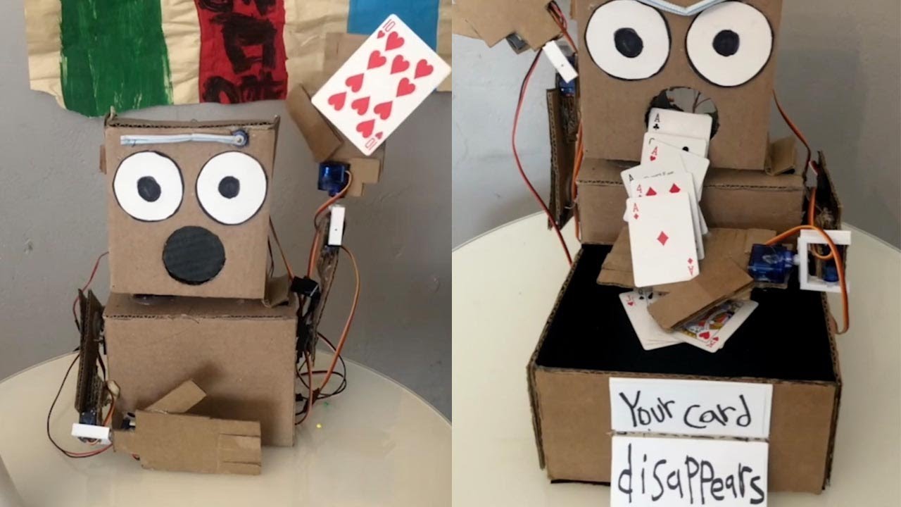 Amazing Cardboard Robot Performs Magic Tricks - YouTube