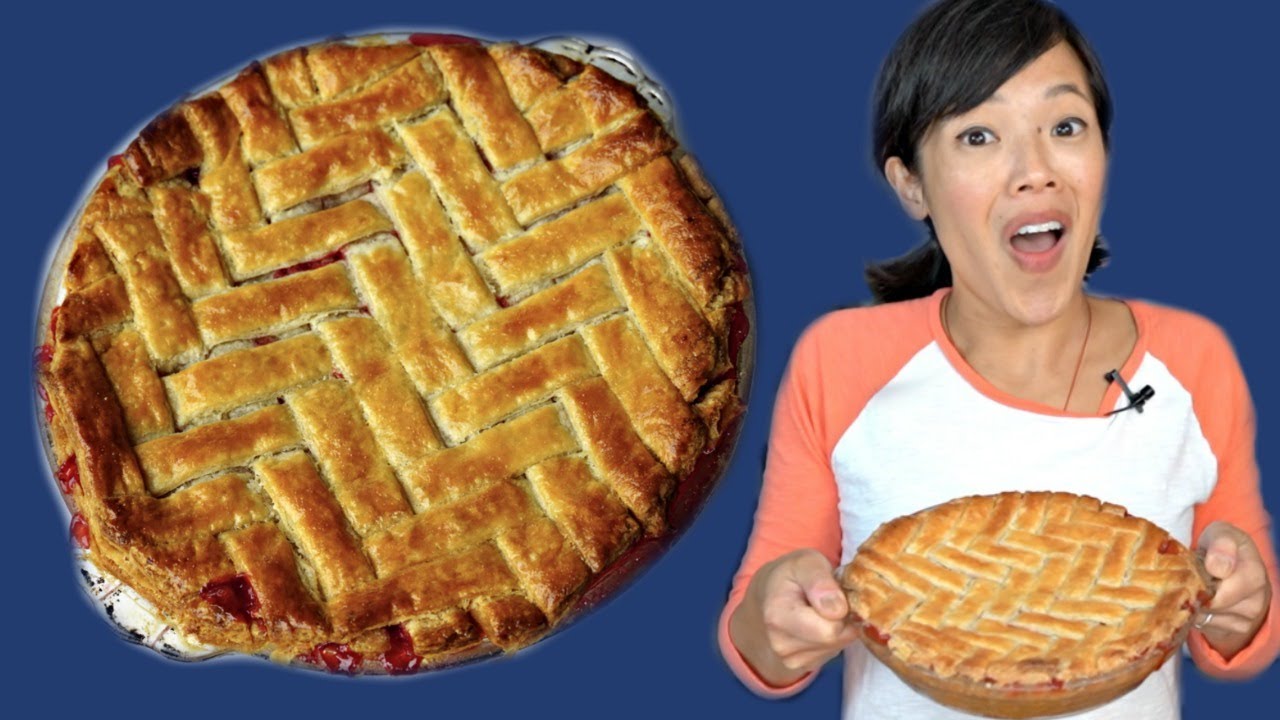 The Most Delicious Strawberry Rhubarb Pie & Herringbone Lattice -- My FAVORITE Pie Recipe | emmymade