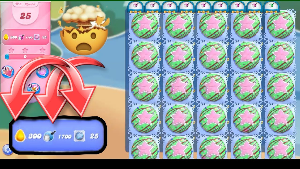 1700 Candy bombs 300 yellow candies 25 party booster level | Candy crush party 