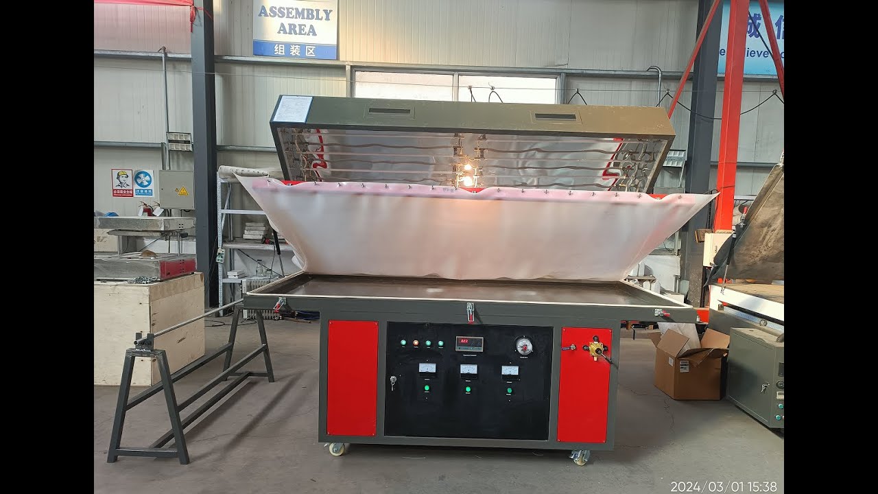 20240304 Vacuum membrane press machine with silicone membrane sheet testing video