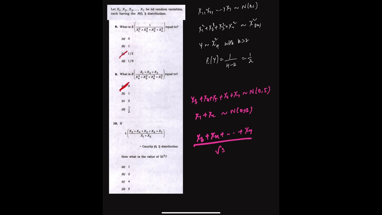 ChiSquare, Cauchy and T-Distributions from Normal | UPSC ISS 2024 Paper-1 | Problem-8, 9, 10