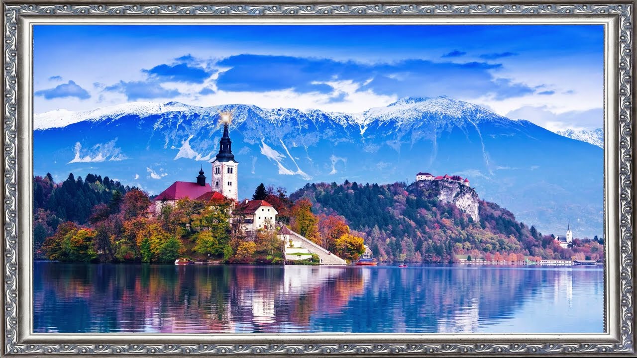 Art Corner TV into a digital photo Lake Bled Where Fairytales Come to Life in the Heart of Slovenia