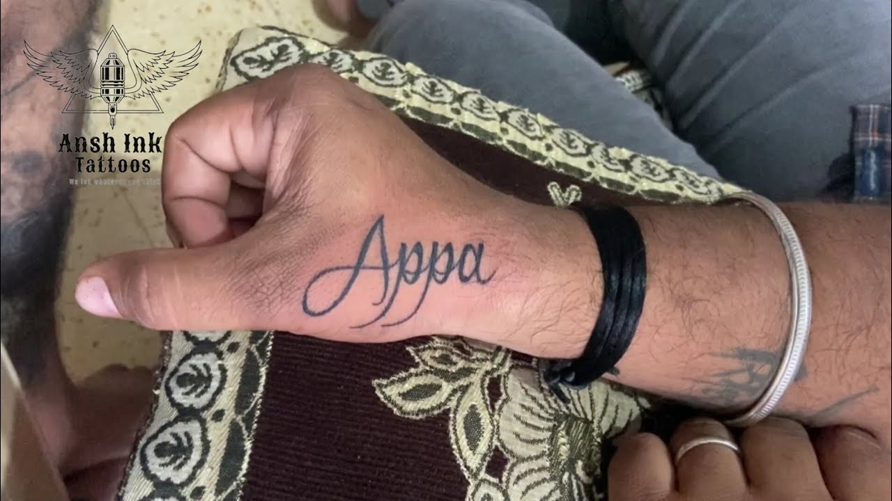 V. N. Tattoo and Art - Client dedicated this Appa name tattoo to his  father. For appointment please contact on 9372763388 and Message V N Tattoo  & Art, Nashik on WhatsApp. https://wa.me/message/WYBIPHECBHH2J1 . . . #