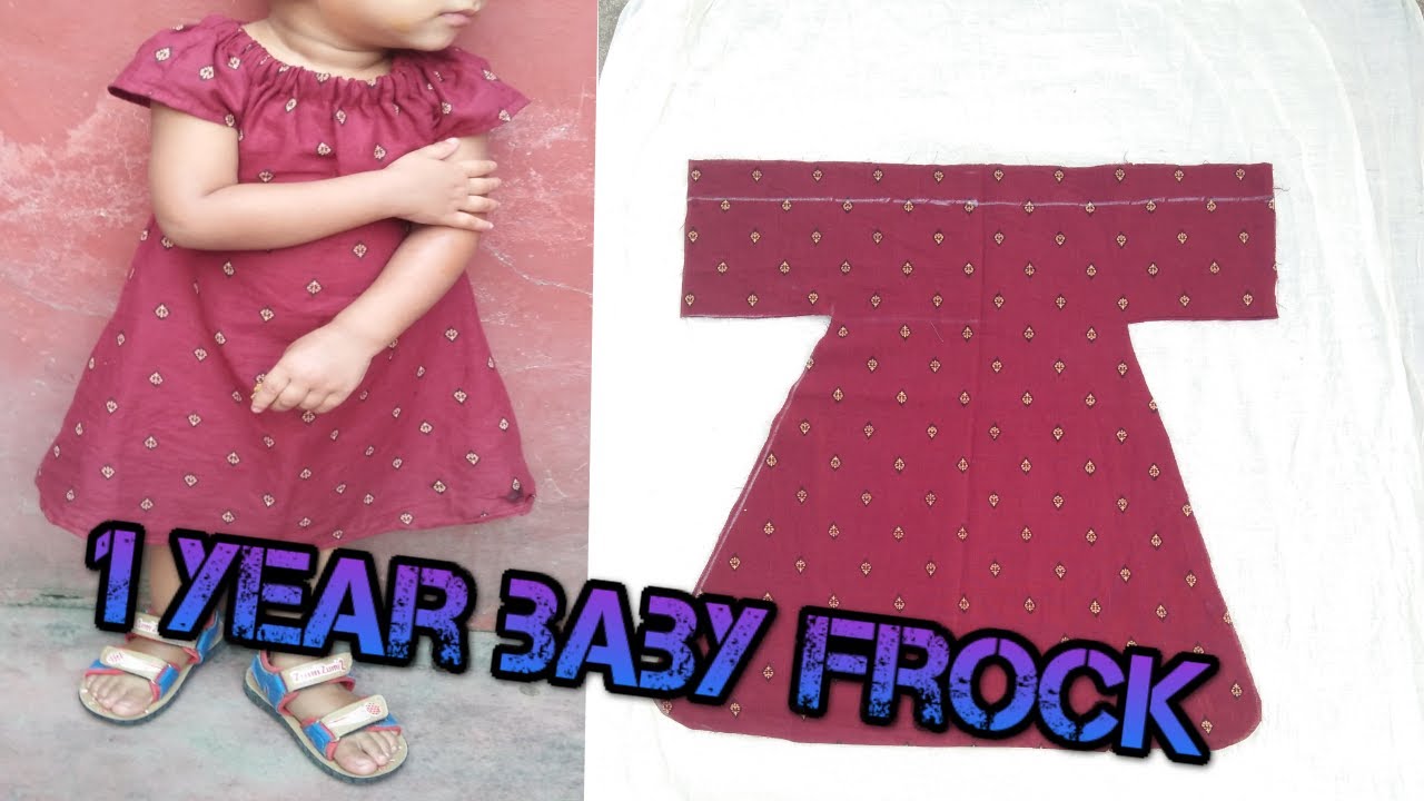 1 year baby designing frock cutting and stitching |