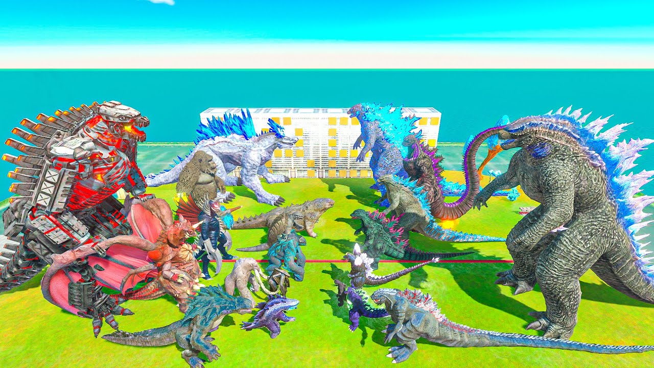 Evolution of Godzilla 2024 Size Comparison vs Team Mechagodzilla - nimal Revolt Battle Simulator
