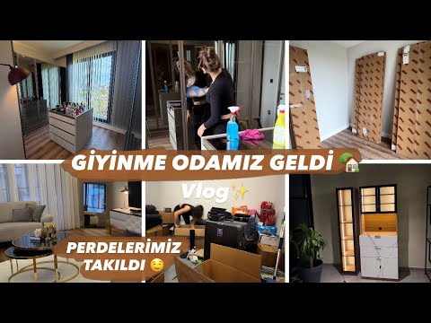GİYİNME ODAMIZ GELDİ 🏡 PERDELERİMİZ TAKILDI✨VLOG 