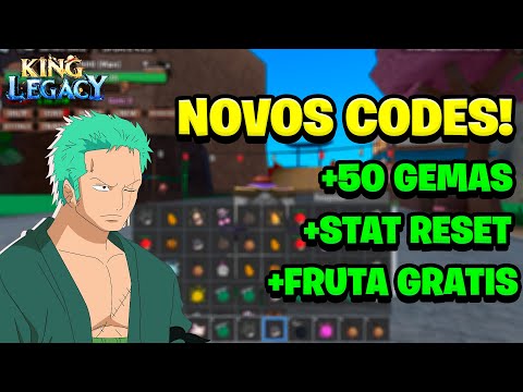 TODOS* OS CÓDIGOS COM 60 GEMAS + RESET STATUS no KING LEGACY!! 