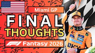 RACE CANCELLED ON SUNDAY? | Miami GP Final Thoughts | F1 Fantasy Tips 2026