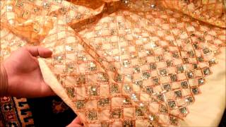 【MB-RSCLTH-514】〔50cm切り売り〕インドのスパンコールクロス〔108cm〕   ベージュ【計り売り・エスニック生地・手芸】